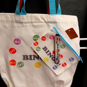 Bingo Themed Tote Bag with Pouch And Key Chain